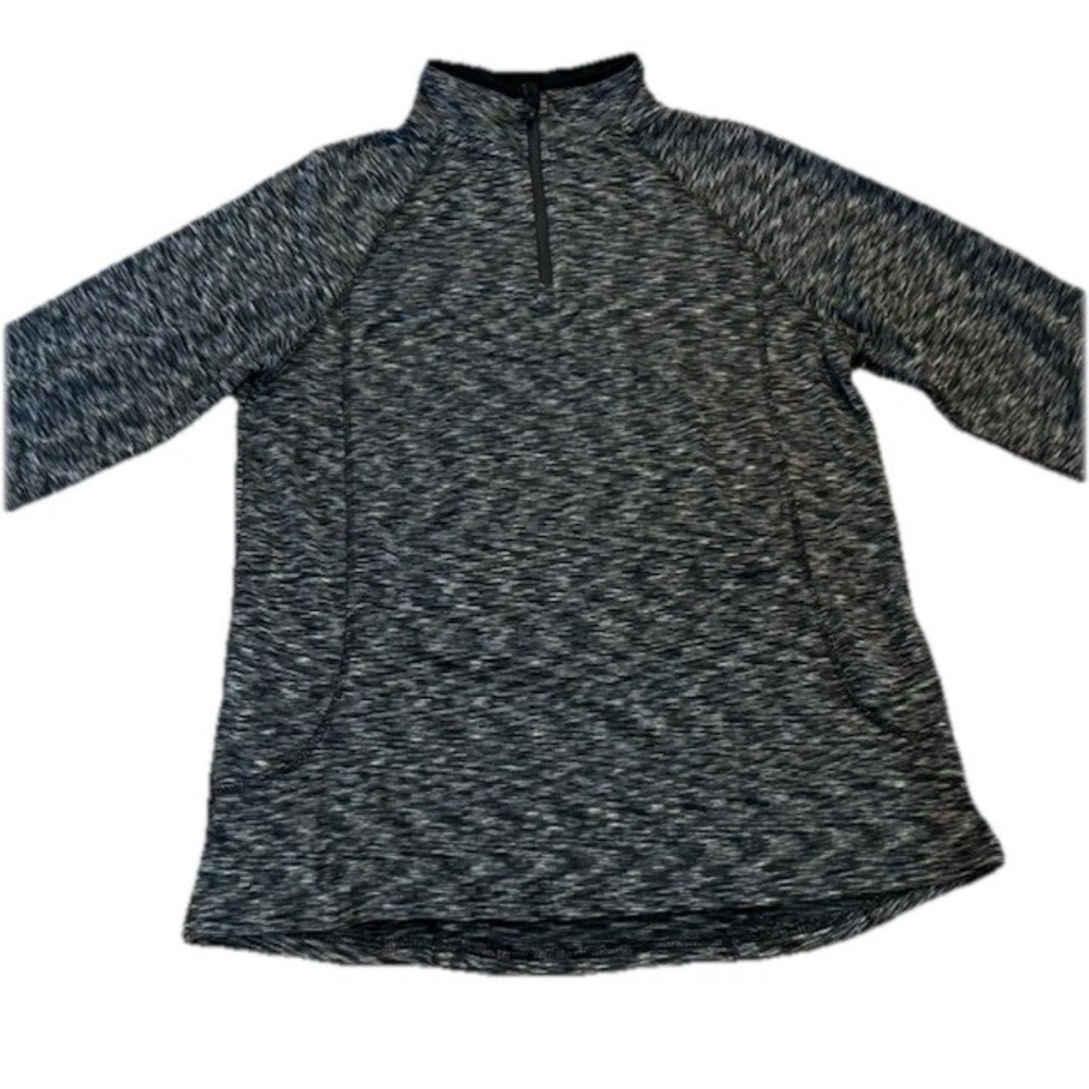 Quarter Zip Pullover Gray Heather Space Dye Fleece Athletic Top Size 12 Zakt